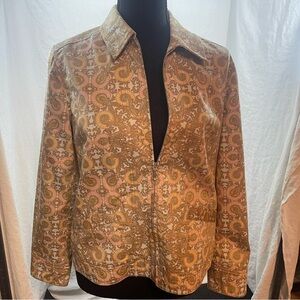 Pendleton Women's Beige Paisley Zip up Long Sleeve Jacket. Medium Petite.